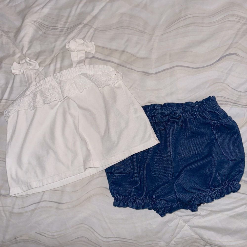 The Children's Place White Top and‎ Navy Shorts Set